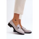 Kesi Women's patent leather grey loafers Nerilaja Cene