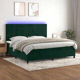  Krevet box spring s madracem LED tamnozeleni 200x200 cm baršun | shoptok.hr