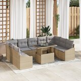 vidaXL 10-delni vrtni set kavčev z blazinami bež barve iz poliratana | Shoptok.si