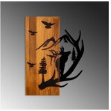 WALLXPERT deer and Mountain WalnutBlack Decorative Wooden Wall Accessory | ePonuda.com