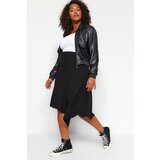 Trendyol Curve Black Asymmetrical Crepe Knitted Skirt | Shoptok.si