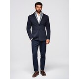 Ombre Men's knitted jacket with a fitted cut - navy blue | Shoptok.si