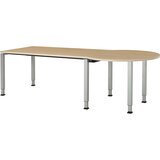mauser Pravokotna miza, ŠxG 1600 x 800 mm, podnožje v obliki črke C na desni strani, plošča imitacija javorja, ogrodje aluminijasto srebrne barve | Shoptok.si