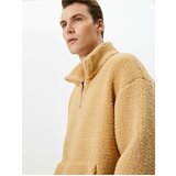 Koton Plush Sweatshirt Half Zipper Stand Collar Pocket Cene