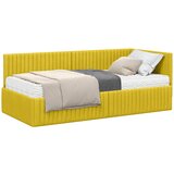 vidaXL Kotni okvir postelje z matrico z vzglavjem 2 pcs Rumena Žamet, (5000162691) | Shoptok.si