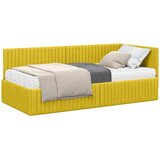 vidaXL Kutni krevetni okvir s madracem s uzglavljem 2 pcs Žuta Baršun - Žuta 90 x 190 cm | shoptok.hr