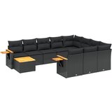  The Living Store Vrtna sedežna garnitura 11-delna z blazinami črn poli ratan - Vrtna Sedežna Garniture, (21443723) | Shoptok.si