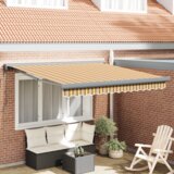 vidaXL Avtomatska zložljiva tenda večbarvna črta 350x250 cm | Shoptok.si