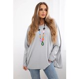 Kesi Włoski Oversize blouse with necklace grey | shoptok.hr