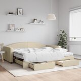  Dnevni krevet na razvlačenje s ladicama krem 100x200 cm tkanina | shoptok.hr
