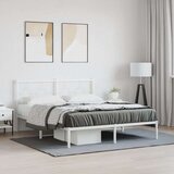 vidaXL Kovinski posteljni okvir z vzglavjem bel 150x200 cm | Shoptok.si