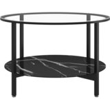  Stolić za čaj crni i crni mramor 70 cm od kaljenog stakla | Eponuda.com