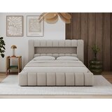 ELTAP Bež oblazinjena zakonska postelja s prostorom za shranjevanje z letvenim dnom 140x200 cm Lamica – | Shoptok.si