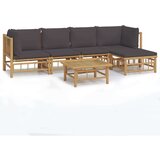  Sedežna garnitura 6-delna temno sive blazine bambus | Shoptok.si