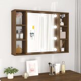 Ormarić s ogledalom LED boja smeđeg hrasta 76 x 15 x 55 cm | shoptok.hr
