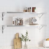 The Living Store Stenske police 2 kosa 100x30 cm srebrna nerjaveče jeklo - Stenska Polica, (21837564) | Shoptok.si