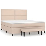 vidaXL Krevet box spring s madracem cappuccino 180x200 cm umjetna koža | shoptok.hr