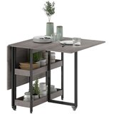 Nesta Zložljiva jedilna miza, siva, za 2–4 osebe, z 2 odprtima policama, premična kuhinjska miza za manjše prostore, 133,4×80×75 cm, (5000493573) | Shoptok.si