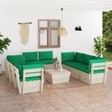 The Living Store Vrtna garnitura iz palet 9-delna z blazinami smrekovina - Vrtna Sedežna Garnitura, (21473580) | Shoptok.si