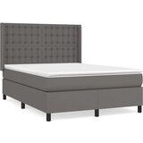vidaXL Box spring postelja z vzmetnico siv 140x200 cm umetno | Shoptok.si