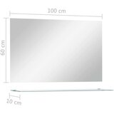  Zidno ogledalo s policom 100 x 60 cm od kaljenog stakla | shoptok.hr