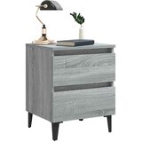  Noćni ormarići s metalnim nogama 2 kom sivi hrast 40x35x50 cm | shoptok.hr