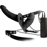 Igrače You2Toys Double Thruster - pritrdljiv dvojni vibrator (črn) | Shoptok.si