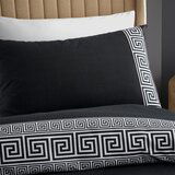 Catherine Lansfield Črna podaljšana posteljnina za zakonsko posteljo 230x220 cm Artemis Greek Key – | Shoptok.si