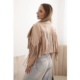 Kesi Włoski Women's suede jacket with fringes camel | shoptok.hr