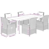 vidaXL Vrtna jedilna garnitura 7-delna z blazinami sv. siv poli ratan | Shoptok.si