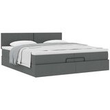 vidaXL Otomanski krevet s madracem tamnosivi 200x200 cm od tkanine | shoptok.hr