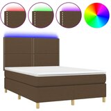  Box spring s madracem LED tamnosmeđi 140x200 cm tkanina | shoptok.hr