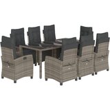  9-dijelni vrtni blagovaonski set sivi od poliratana Siva 190 cm table length | shoptok.hr