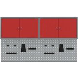  6-dijelni set ormar s alatima i panel za pribor zidna montaža crveni metal | shoptok.hr