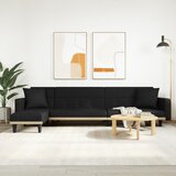 vidaXL Raztegljiv kavč L oblike črn 275x140x70 cm tkanina Cene