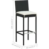  3-dijelni vrtni barski set s jastucima crni | shoptok.hr