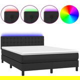 The Living Store Box spring postelja z vzmetnico LED črna 140x190 cm um. usnje - Box Spring Postelja, (21520521) | Shoptok.si