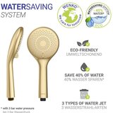 Wenko Plastična varčna tuš glava v mat zlati barvi ø 11 cm Watersaving System – | Shoptok.si