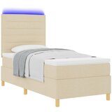  LED Box Spring Krevet s uzglavljem Krema 80 x 200 cm tkanina Slike