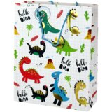 White Checkered Paper Gift Bag Dinosaurs 32 cm x 26 cm x 10 cm Cijene