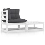 Maison Chic Seti vrtnega pohištva - Vrtna garnitura - Vrtni pohištvo set 2-delna z blazinami bela trdna borovina, (21809585) | Shoptok.si