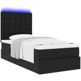 vidaXL Otomanski posteljni okvir z vzmetnico črn 100x200 cm um. usnje | Shoptok.si