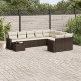 vidaXL 10-dijelni set vrtnih sofa od poliratana s jastucima smeđi | shoptok.hr