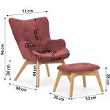 Ropez Rdeč fotelj z naslonjalom za noge iz rebrastega žameta Niko – | Shoptok.si