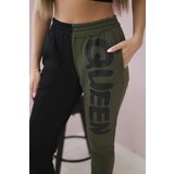 Kesi Women's sweatpants with QUEEN inscription khaki | shoptok.hr