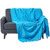 HOMESCAPES Bombažna odeja Nirvana Slub Teal, 150x200 cm, (20750290) | Shoptok.si