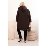 Kesi Włoski Plus Size women's quilted jacket with a hood and the inscription HOPE brown | shoptok.hr