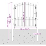 vidaXL Vrata ograde s bodljama s zaključavanjem Siva 100 x 100 cm | shoptok.hr