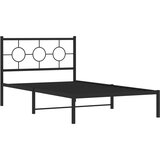  The Living Store Kovinski posteljni okvir z vzglavjem črn 107x203 cm - Posteljni Okvir, (21499878) | Shoptok.si