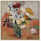  Slika - Vincent Van Gogh – Stilllife with Japanese vase roses and anemones 40x40 U prirodnom drvenom okviru | shoptok.hr